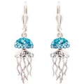 Ocean SS Aqua Crystal Jellyfish Drop Earrings