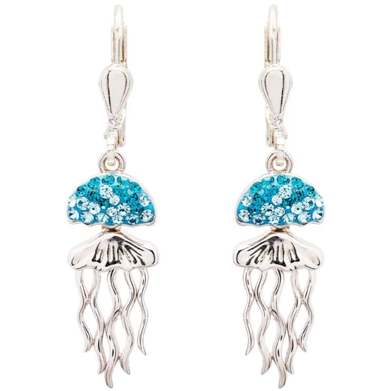 Ocean SS Aqua Crystal Jellyfish Drop Earrings