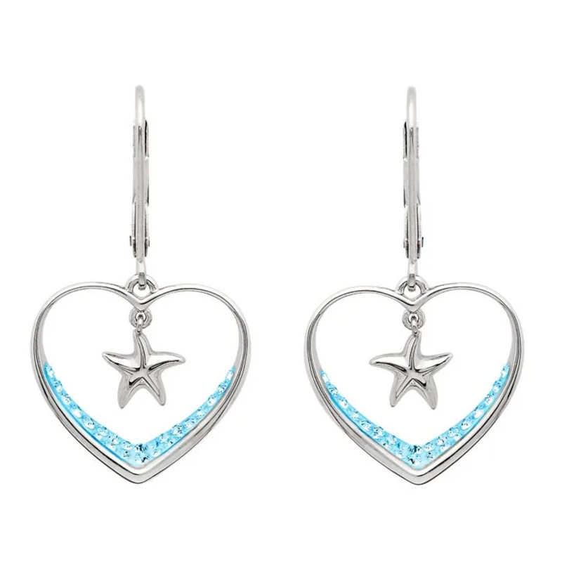 Ocean SS Aqua Star Fish Drop Earrings
