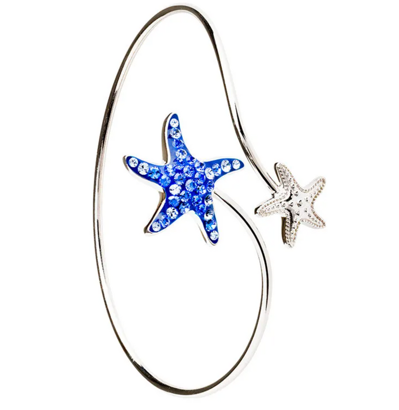 Ocean SS Crystal Star Fish By Pass Bangle