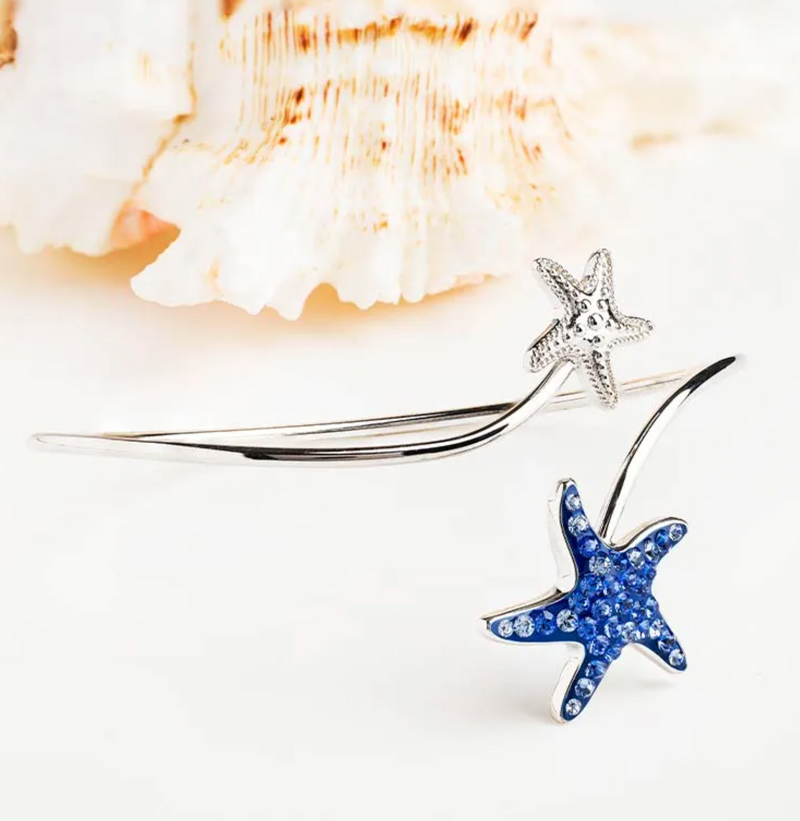 Ocean SS Crystal Star Fish By Pass Bangle