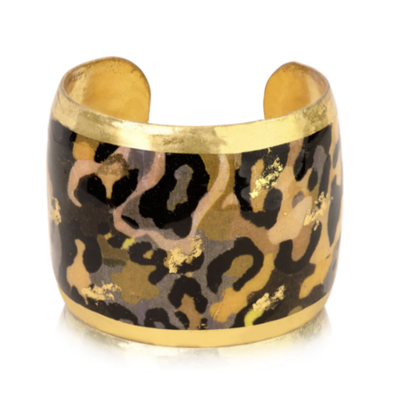 Leopard Evocateur Gold 1.5in Cuff Bracelet