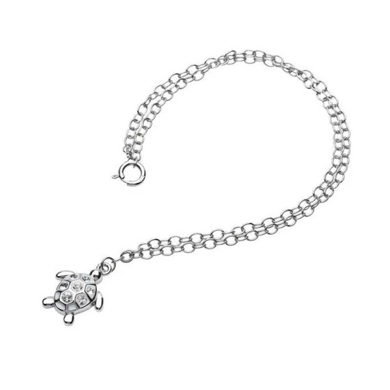 Ocean SS Turtle with white Crystals Ankle Bracelet