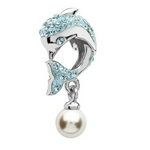 Ocean SS Pearl and Aqua Crystal Dolphin Bead