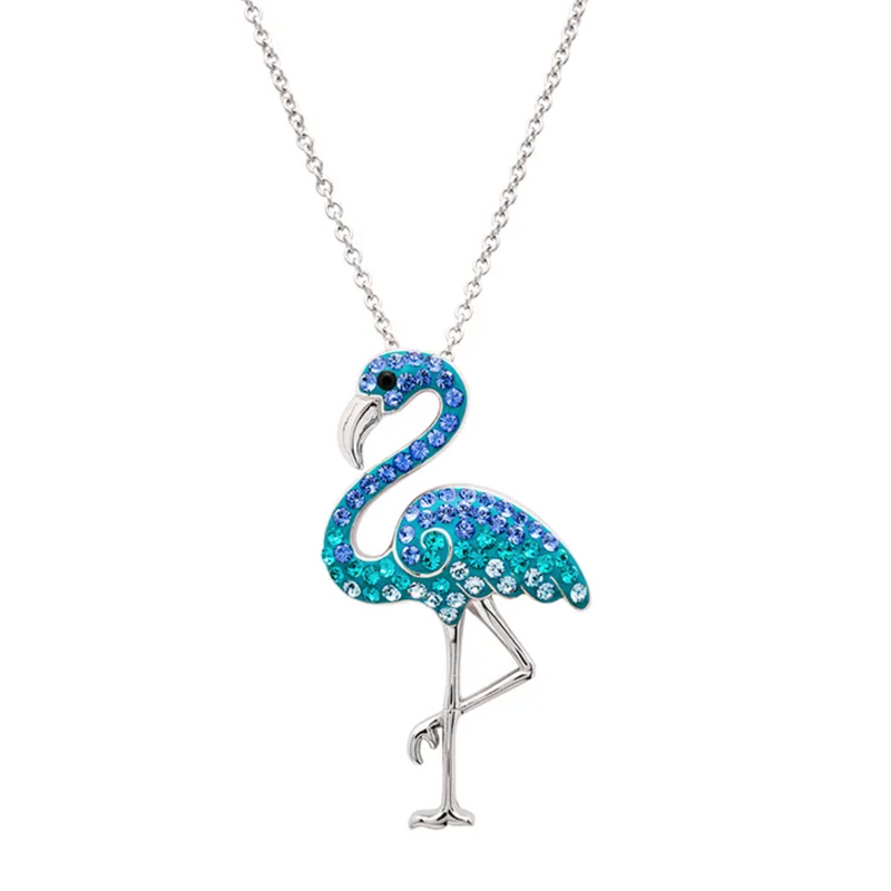Ocean Sterling Silver Blue Flamingo Crystal Necklace
