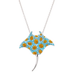 Ocean Sterling Silver Sting Ray Crystal Necklace