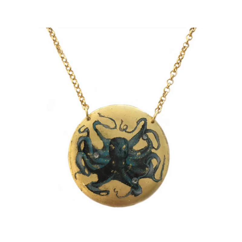 Evocateur Gold Octopus Pendant Necklace 30"