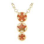 Evocateur Gold Orange Starfish 3 part Necklace 17"