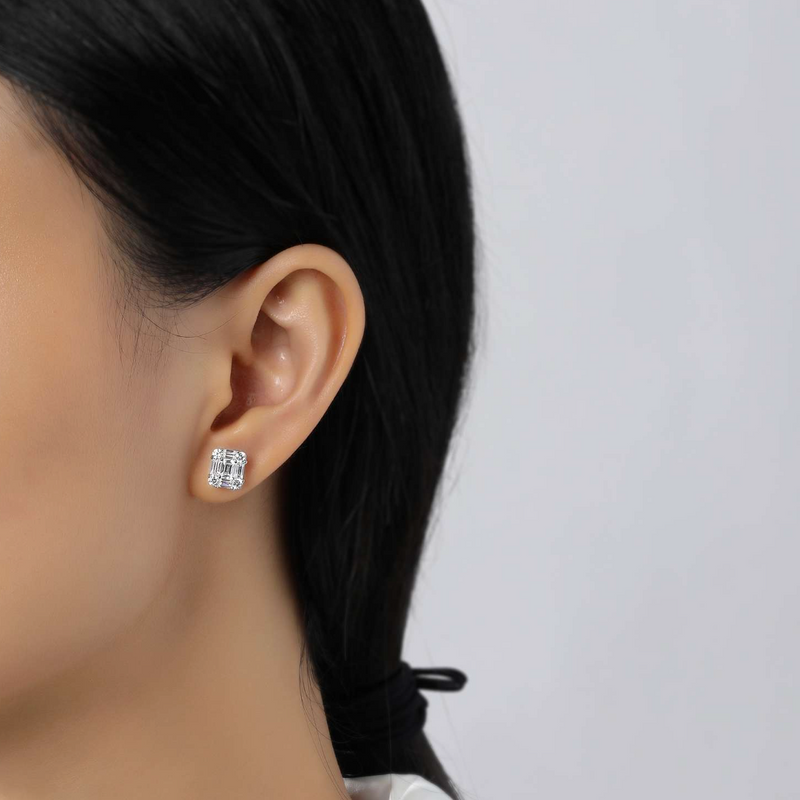 ER CL S.S. PT 2.30 CTTW Stacked Baguette Studs