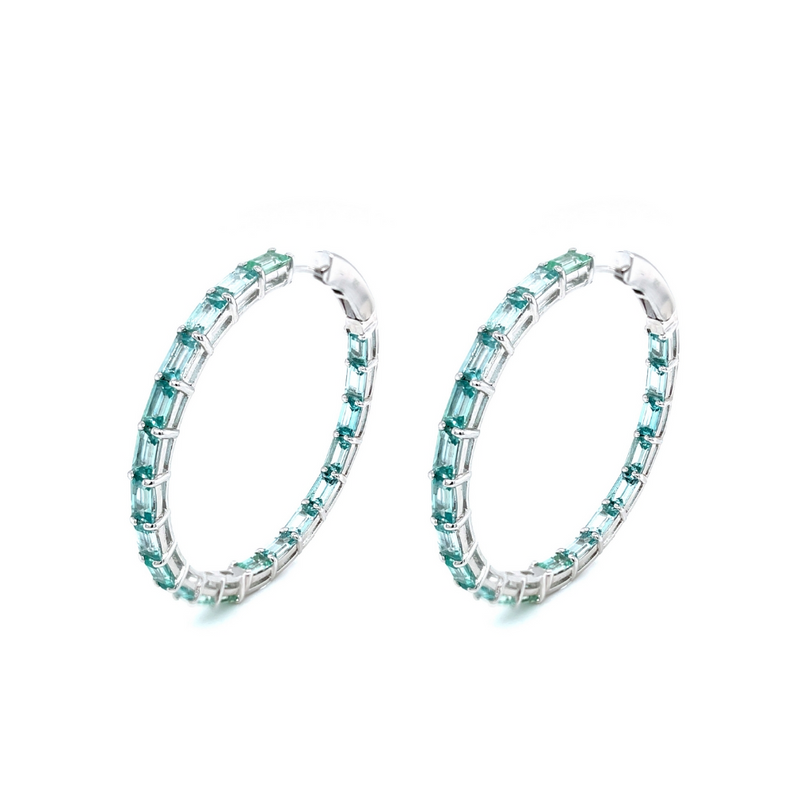 45 mm Fancy Lab-Grown Sapphire Hoop Earrings