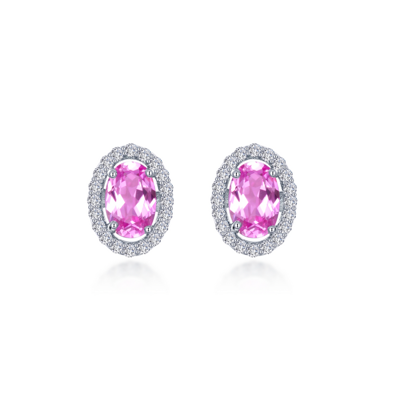 Fancy Lab-Grown Sapphire Halo Stud Earrings