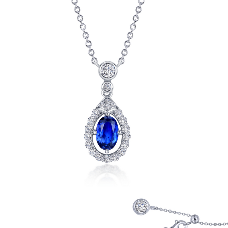 Fancy Lab-Grown Sapphire Halo Necklace