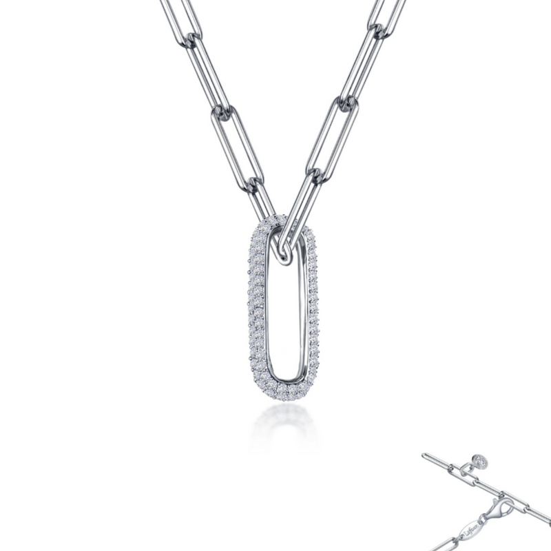 LaFonn CTTW 1.41 Silver Paperclip Necklace