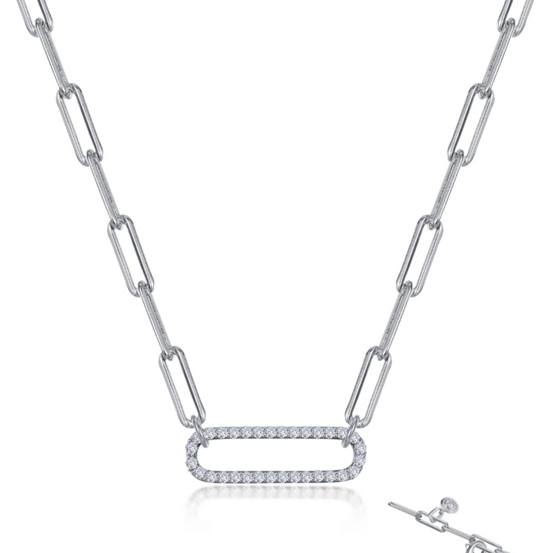 LaFonn CTW: 0.57 Silver Paperclip Necklace