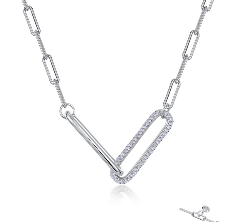 Lafonn Silver Paperclip Necklace