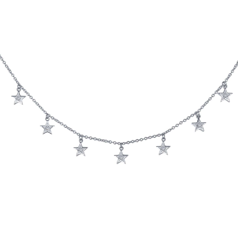 7 Symbols of Joy Stationary Dangle Star Necklace 18"