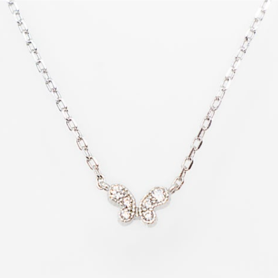 Mother Of Pearl & Pave Cz Butterfly Necklace – Stephanie Marcella