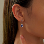 Fancy Lab-Grown Sapphire Halo Drop Earrings