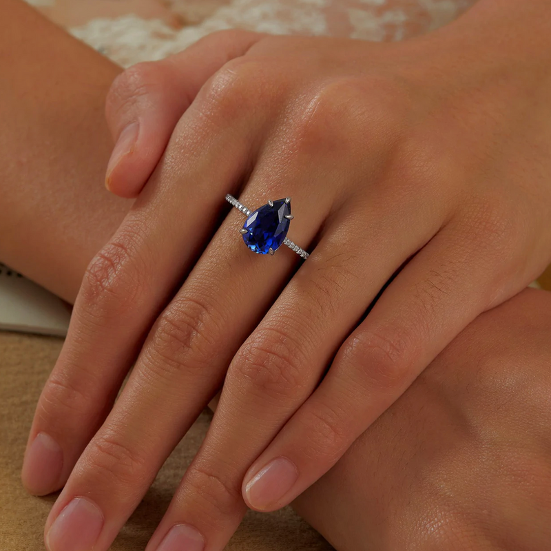 Lab-Grown Sapphire Solitaire Ring