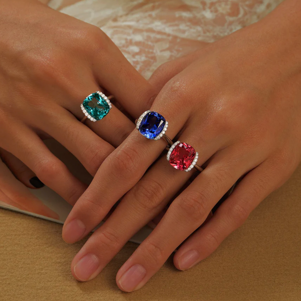 Fancy Lab-Grown Sapphire Solitaire Ring
