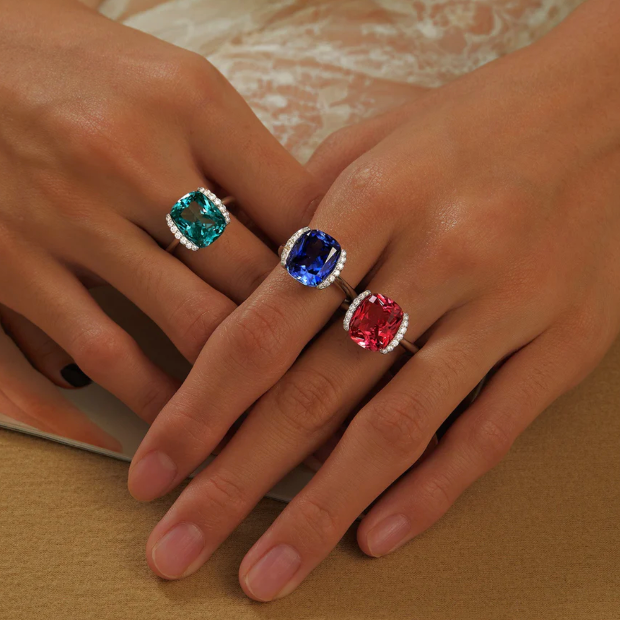 Fancy Lab-Grown Sapphire Solitaire Ring