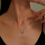 Fancy Lab-Grown Sapphire Solitaire Necklace