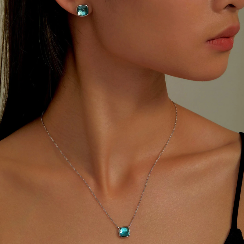 Fancy Lab-Grown Sapphire Solitaire Necklace