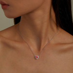 Fancy Lab-Grown Sapphire Halo Heart Necklace