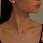 Fancy Lab-Grown Sapphire Halo Necklace