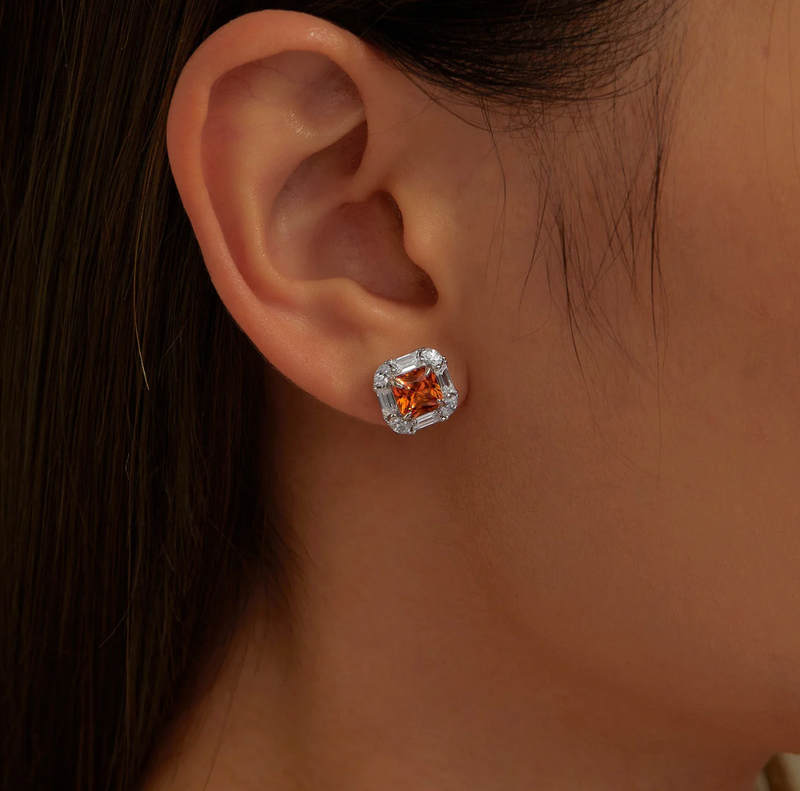 Fancy Lab-Grown Sapphire Halo Stud Earrings