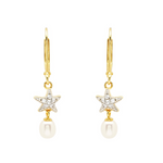 14KT Gold Vermeil Star Fish and Pearl Drop Earrings