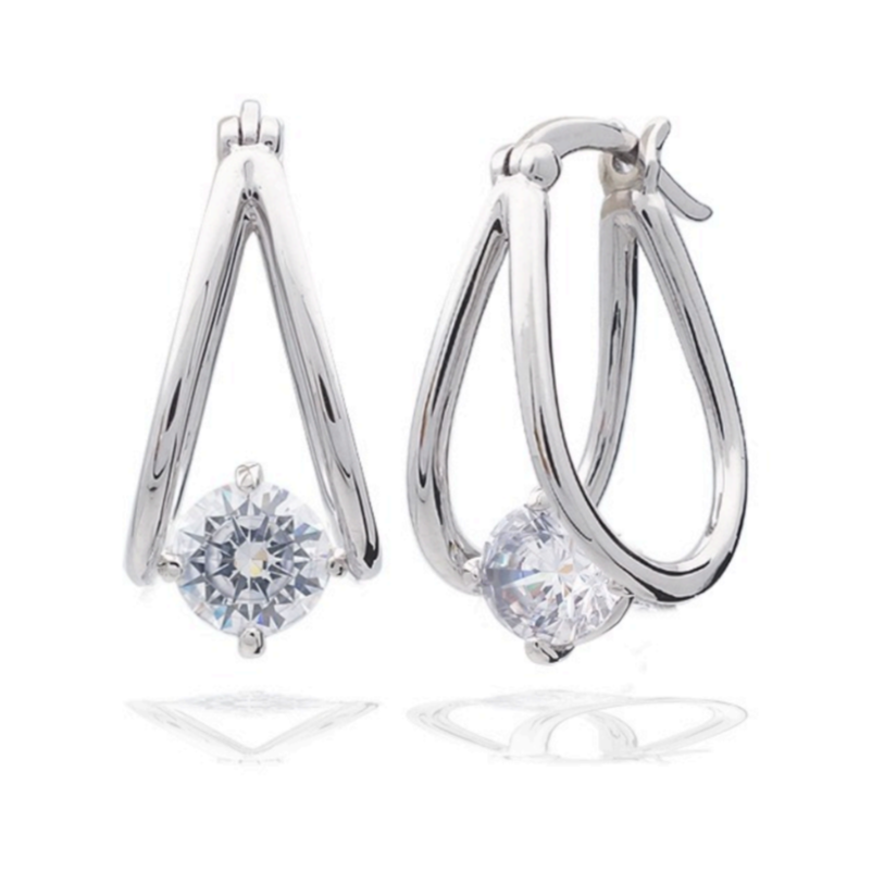 Jada S.S. .925 4 Prong Round 1.00 CTTW Basket Earring