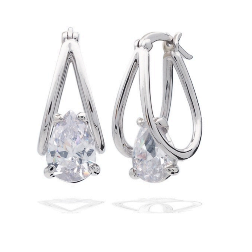 Jada S.S. .925 Pear 1.5 CTTW Basket Earring