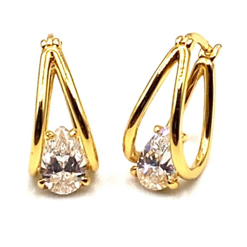 Jada S.S. .925 Pear 1.5 CTTW Basket Earring