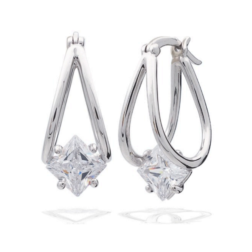 Jada S.S. .925 Princess 1.5 CTTW Basket Earring