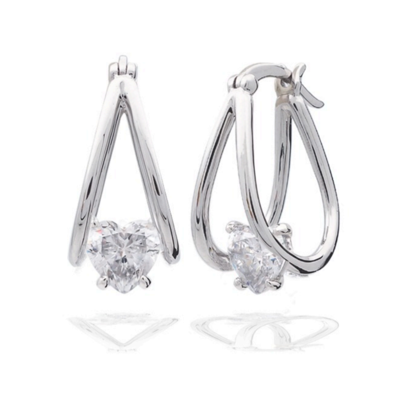 Jada S.S. .925 Heart 1.50 CTTW Basket Earring