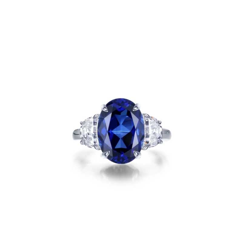 7 CTW Fancy Lab-Grown Sapphire Three-Stone Ring