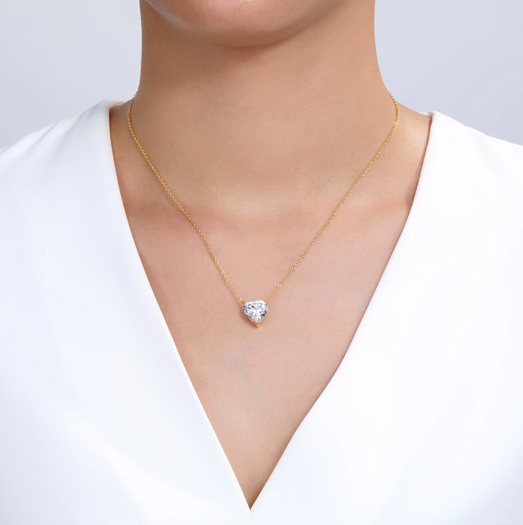 3.50 CTW Heart Solitaire Necklace