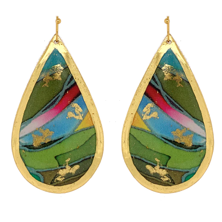 Evocateur Gold Rainforest Large Teardrop Earrings
