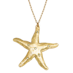 Evocateur Gold Starfish Necklace with Crystals 26"