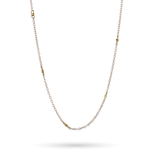 24in Thin Silver Cable with Brass Beads