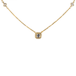 Adelaide Gold Princess DBY Pave Halo Pendant Necklace